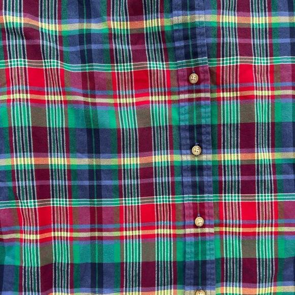 Polo Ralph Lauren Red and green plaid flannel button down shirt  L 100% cotton - Picture 4 of 5